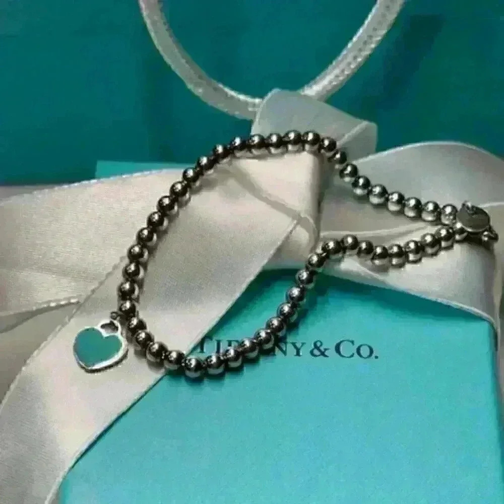 ⛓️‍💥 Tiffany Blue Heart Tag Bead Bracelet + COA - Picture 10 of 12